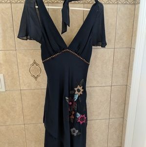 Navy floral chiffon dress